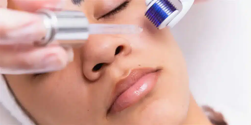 Closeup of a woman taking treatment on her face with a device | Yunik Aesthetics in Pembroke Pines, FL